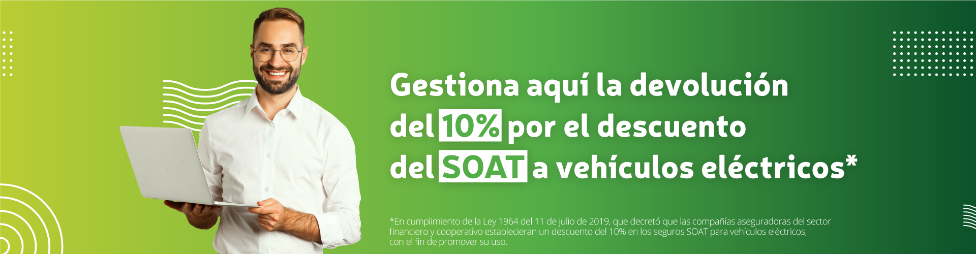 Gestiona aquí la devolución del 10% por el descuento del SOAT a vehículos eléctricos